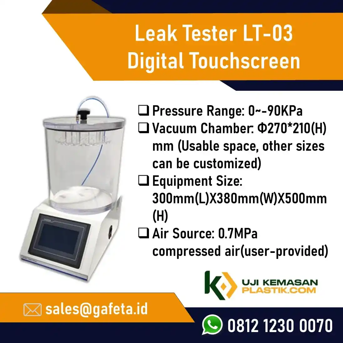 Jual LT-03 Leak Tester Vacuum - Alat Uji Kebocoran Segel Kemasan Plastik